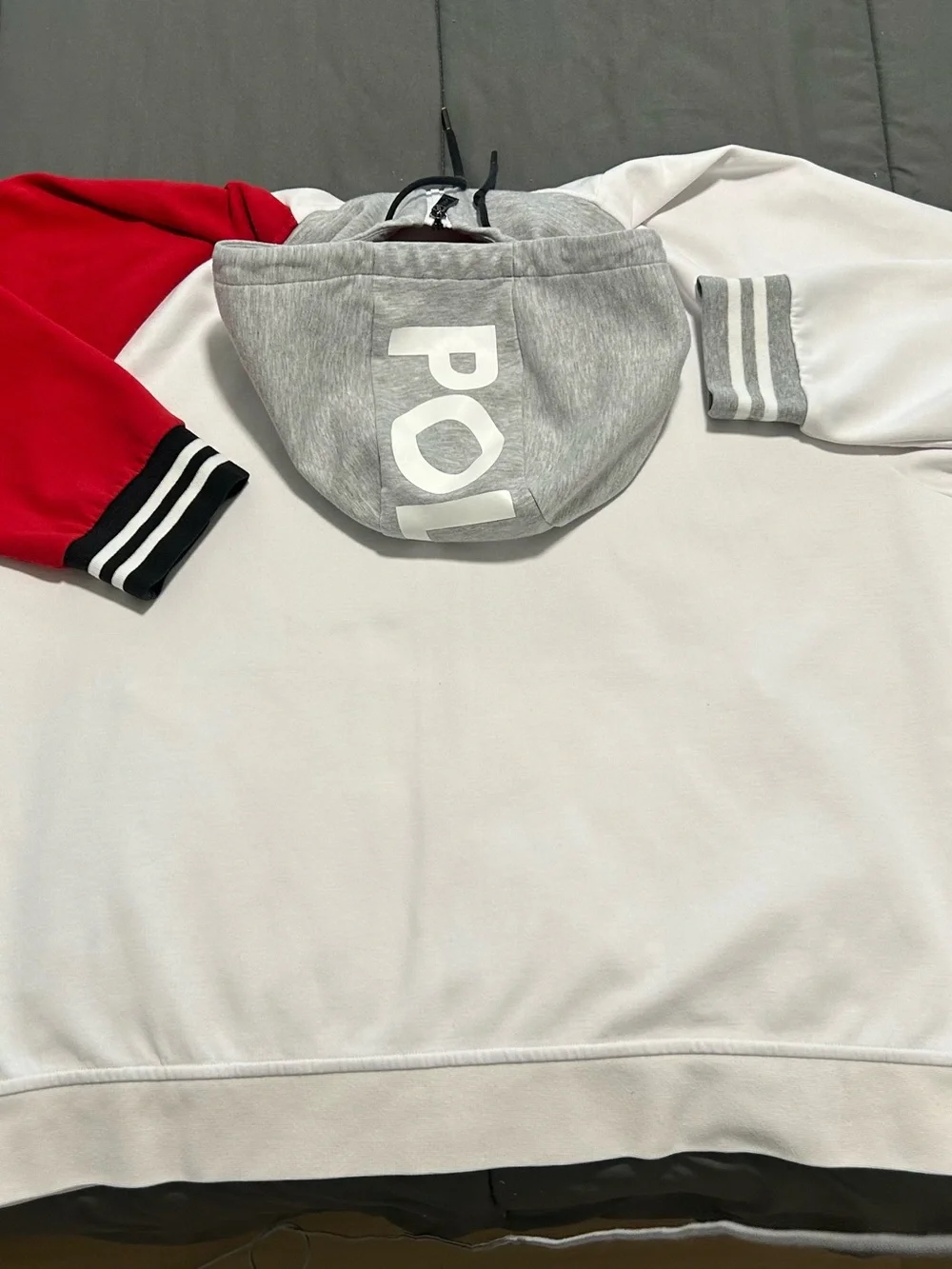 Polo by Ralph Lauren White P Wing Performance full zip Stadium hoodie. Sz XXL